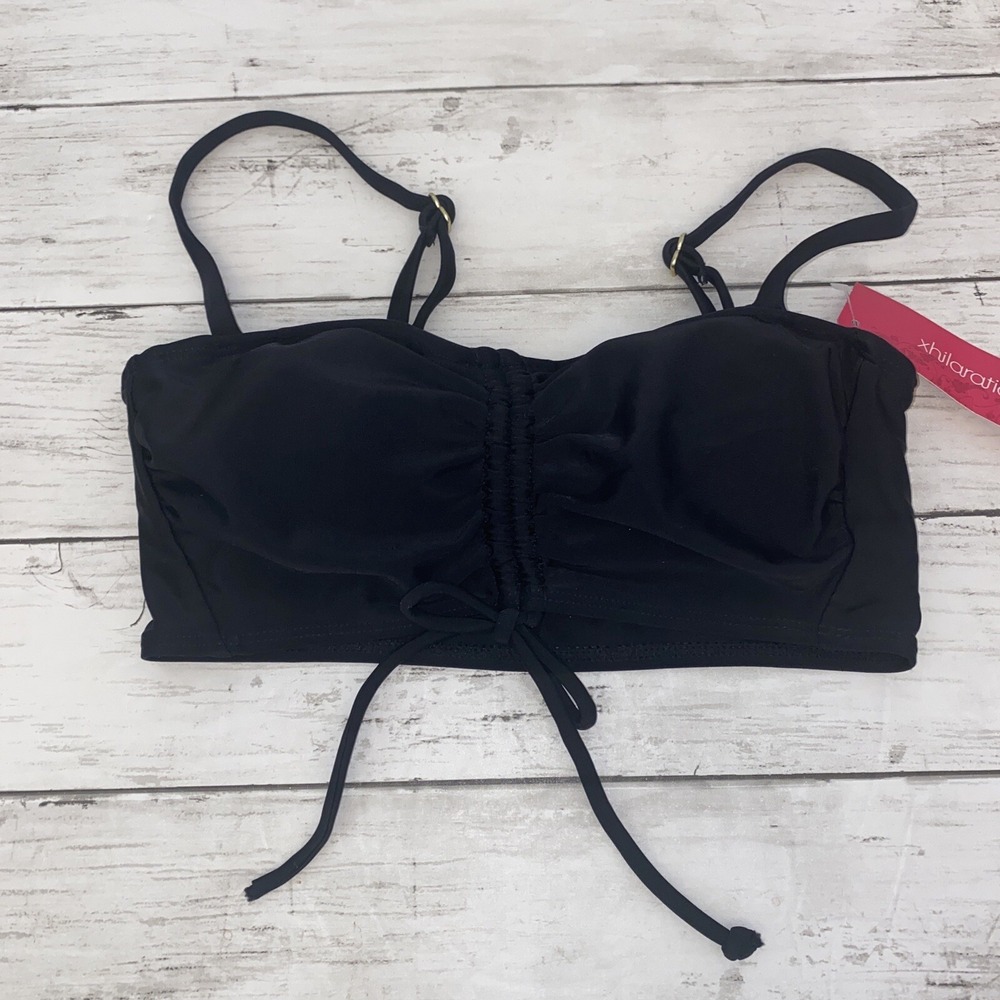 Xhilaration‎ Bikini Top Womens XS Black Solid Tie Swim Bra NEW XS
